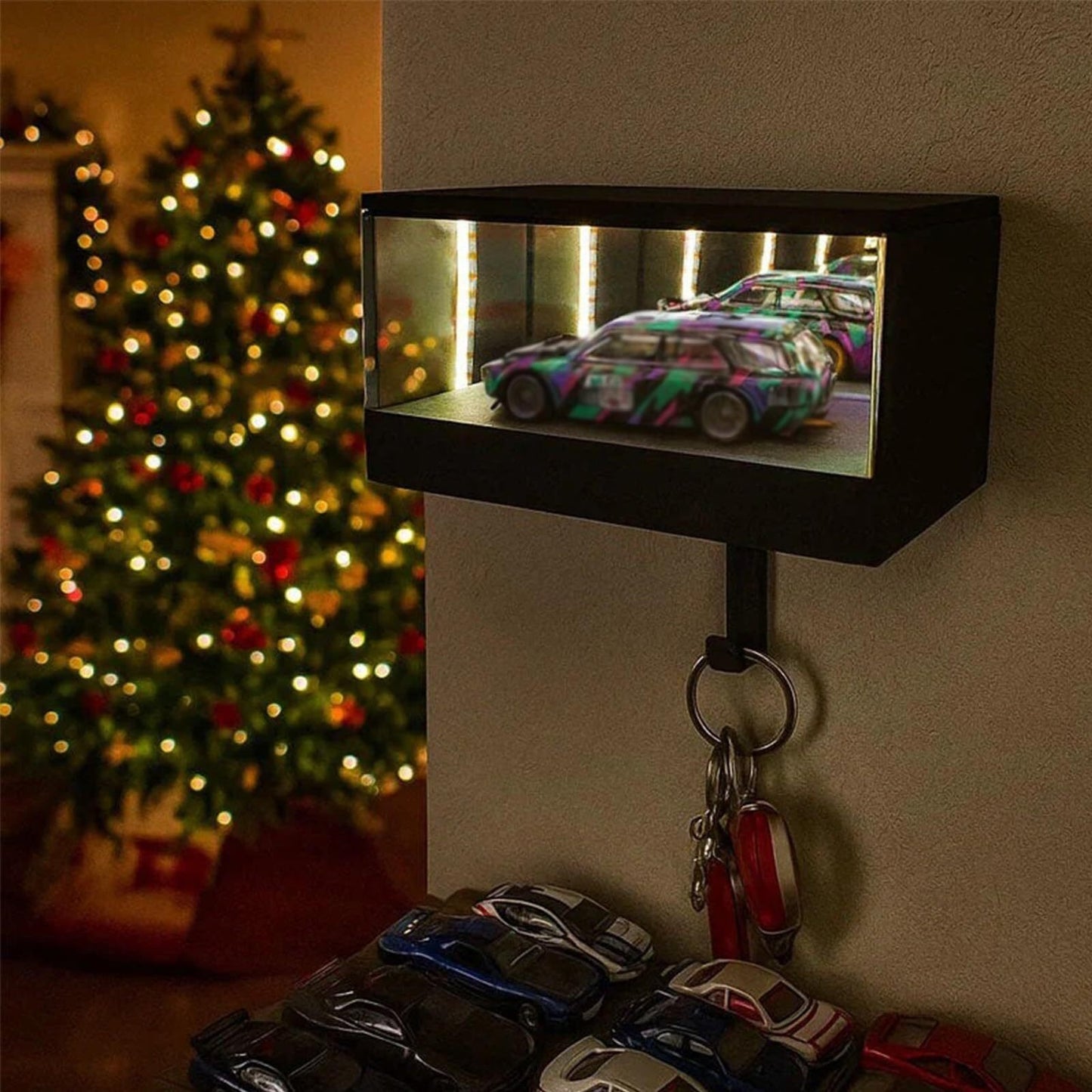 Garage Key Rack 3D Wall Mounted LED Display Box